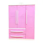 Трехдверный розовый современный шкаф, игровой набор для кукол, мебель, можно положить обувь, одежду, аксессуары с туалетным зеркалом, игрушки для девочек