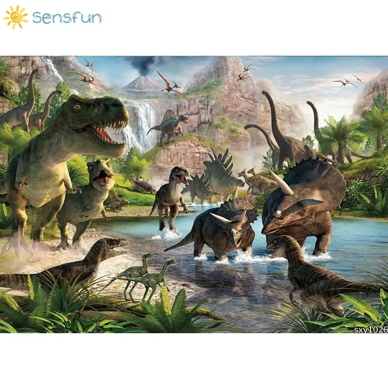 Sensfun 5x7FT виниловые вечерние фотофоны с динозаврами Тематический Парк Юрского периода для фотостудии