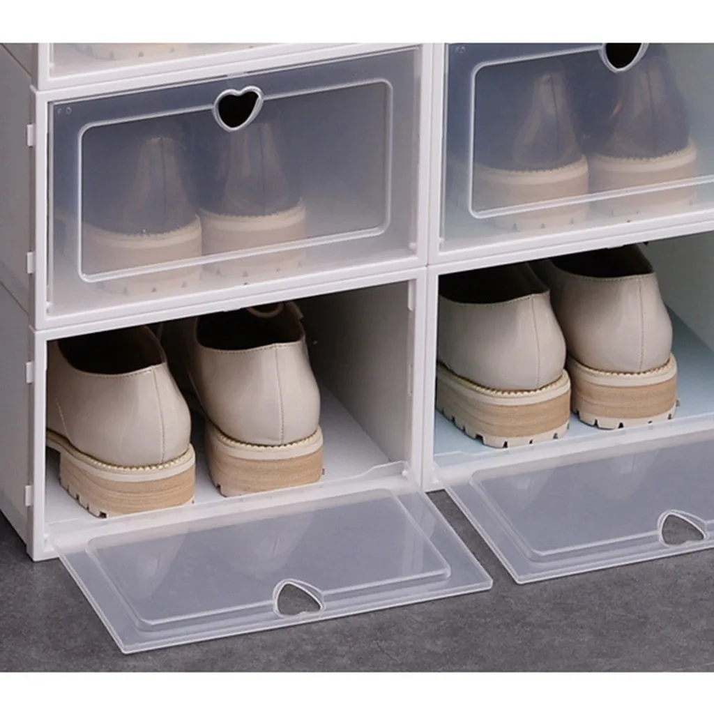 1PC Foldable Clear Shoes Storage Box Modern Plastic Stackable Shoe Organizer Stacking Space Saving Master | Дом и сад