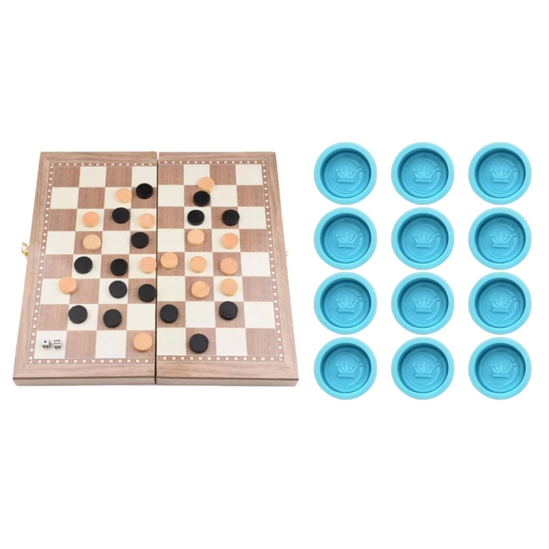 

12 Pcs DIY International Chess Shape Epoxy Resin Mold Checkers Silicone Mould 85LF