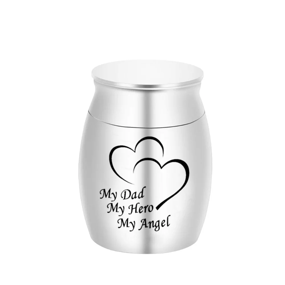 My Dad Hero Angel Double Heart Funeral Urn for Human Ashes Cremation Keepsake Memorial Jewellry | Дом и сад