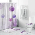 Занавеска для душа из ткани с одуванчиками, с фиолетовыми цветами, набор s, Нескользящие коврики, крышка для унитаза, набор занавесок для душа, домашний декор