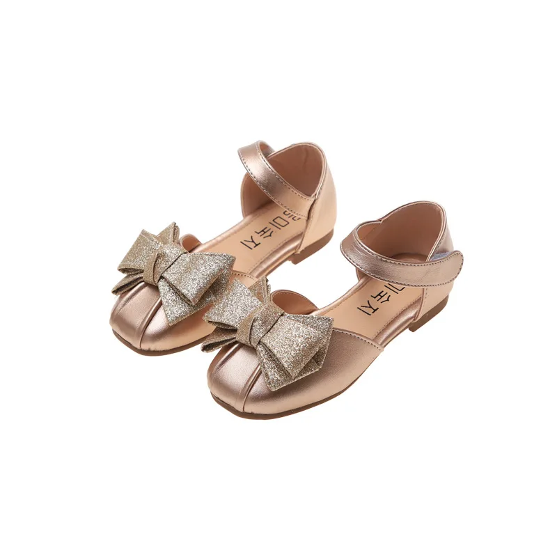 

Новые корейские детские туфли принцессы для девочек, весенние модные сандалии с бантом на липучке и мягкой подошве, повседневные туфли для ...