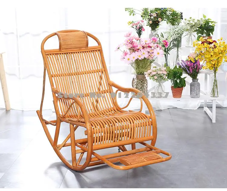 Rattan Rocking Chair Adult Lunch Break Easy Balcony Leisure Lounge Elderly | Мебель