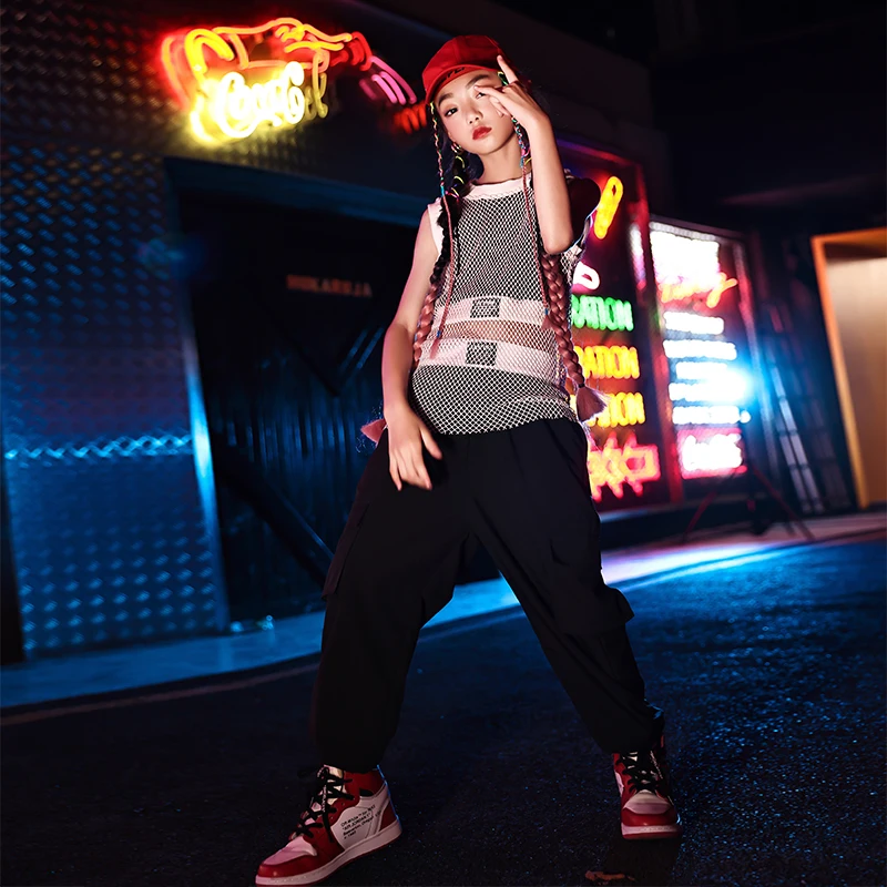 

2021 New Jazz Dance Costumes For Girls Modern Dance Hip Hop Clothing Children Performance Costumes Street Dance Outfits 120-170