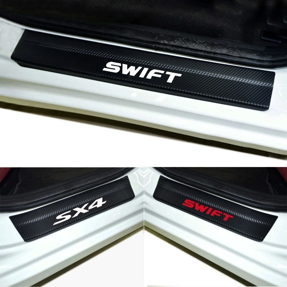 

For 4pcs Door Stickers Carbon Fiber Car Scuff Plate sticker Vinyl Decal for Suzuki Swift Sx4