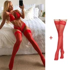 Комплект женского сексуального нижнего белья с бюстгальтером пуш-ап, прозрачный, размера плюс