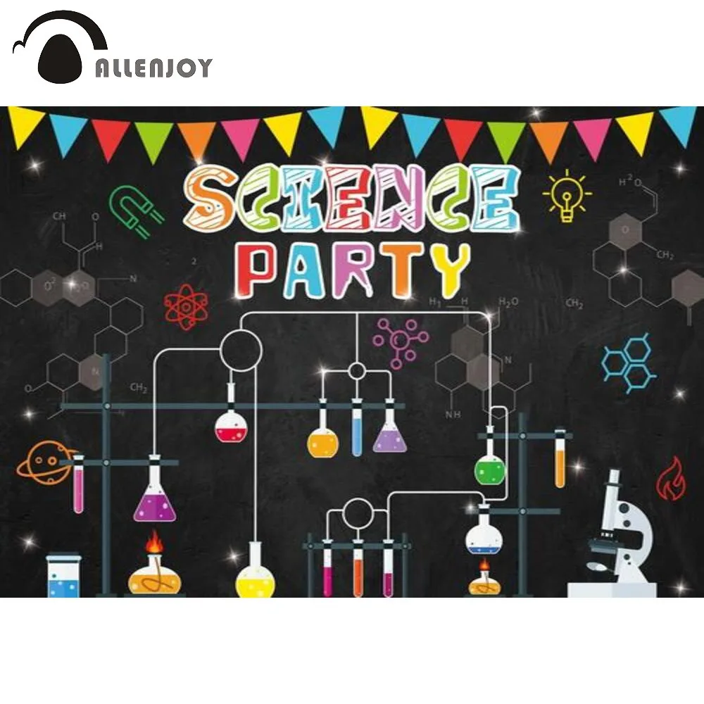 Allenjoy Mad Science фон для фотосъемки на день рождения оборудование флагами уравнение