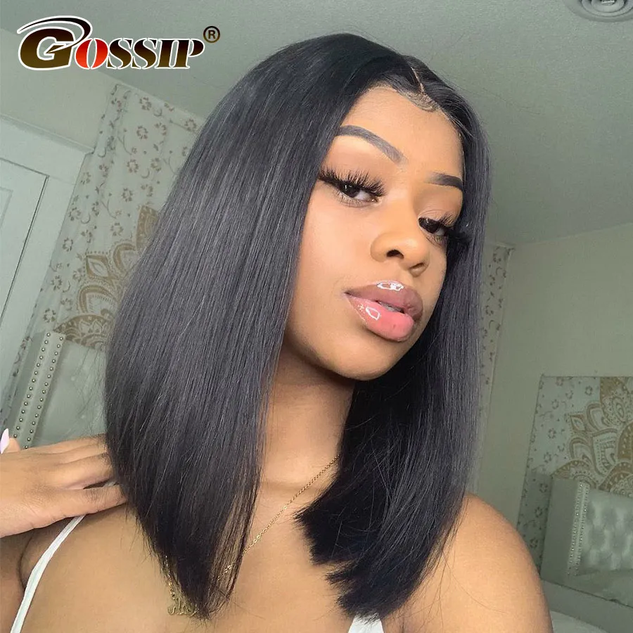 13x6 &quotкружева перуанский прямые волосы короткие парики для черный Для женщин