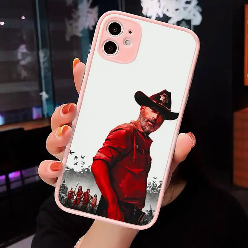 

the walking dead Phone Case Matte transparent For Pink iPhone 12 Mini 11 Pro XR XS Max 7 8 Plus X Back Cover