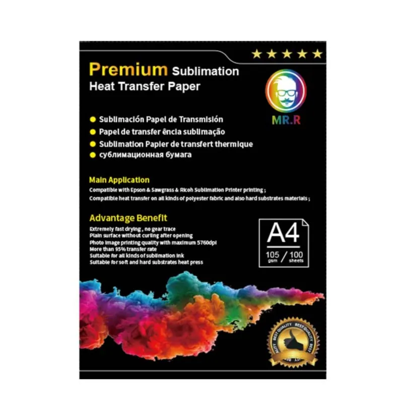 

Сублимационная теплопередающая бумага A4, 210x297 мм, 100 листов, г/м2, совместимая с EPSON, SAWGRASS, RICOH, Brother сублимация
