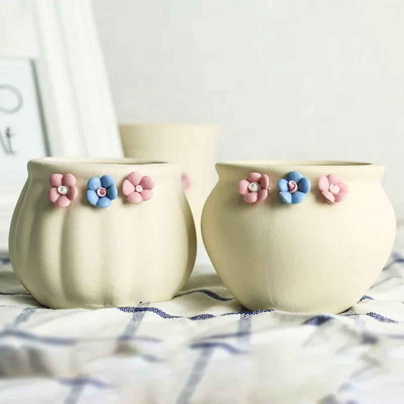 

New Style Ceramic Succulent Flower Pots Plant Planter Vase Home Decoration Miniature Model Ornament Desktop Succulent Flower Pot