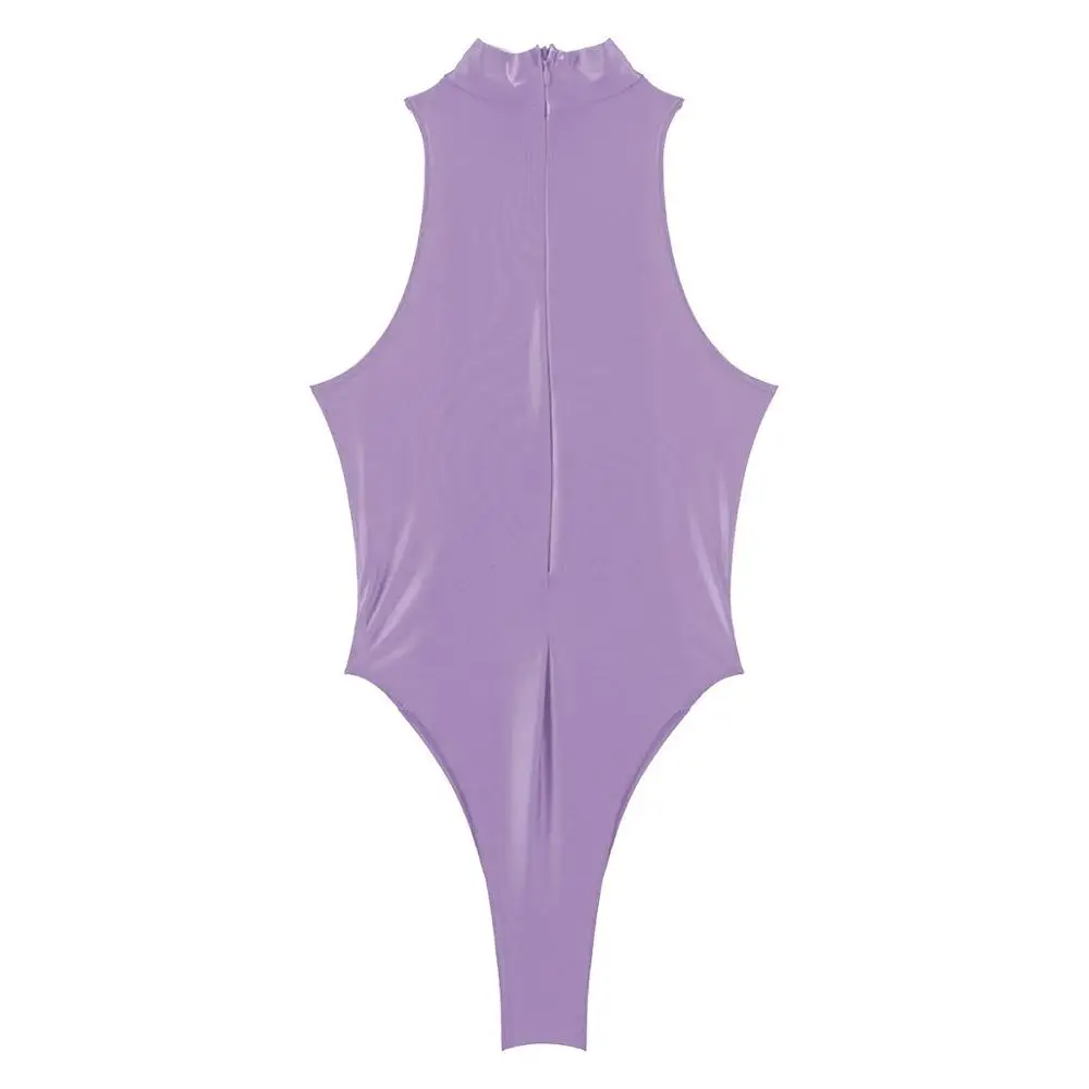 Женские Боди гладкие шелковистые сексуальные цельные цветные с вырезом без