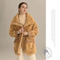 winter women high quality real lambswool fur overcoats luxury long loose thick warm plus size female 2019 yellow free ship