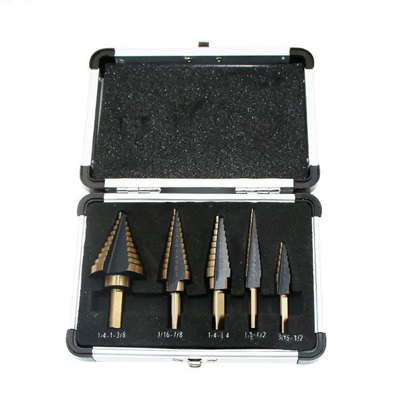 5 шт./компл. набор ступенчатых Сверл с алюминиевыми ступенчатыми сверлами в