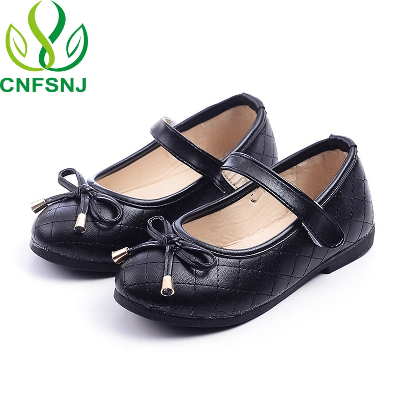 CNFSNJ 2020 Летние черные детские брендовые туфли с Т образным ремешком и бантом