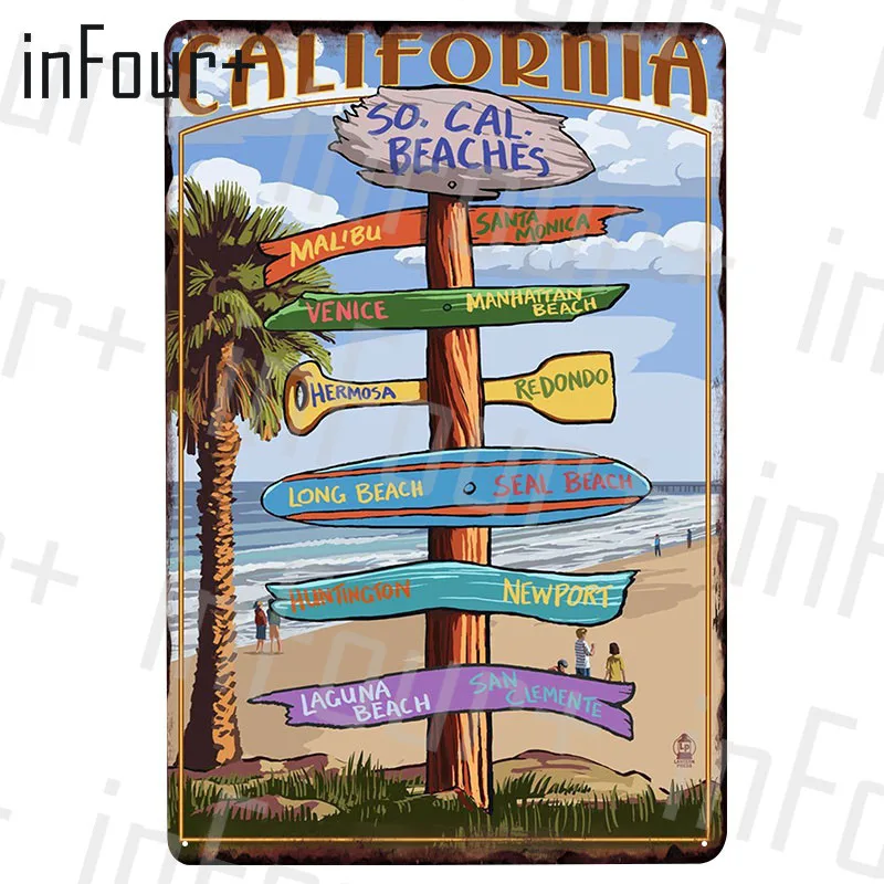 Santa Barbara Metal Plate Tin Sign Plaque Vintage Decor Poster Home Bar Pub Decoration Posters | Дом и сад