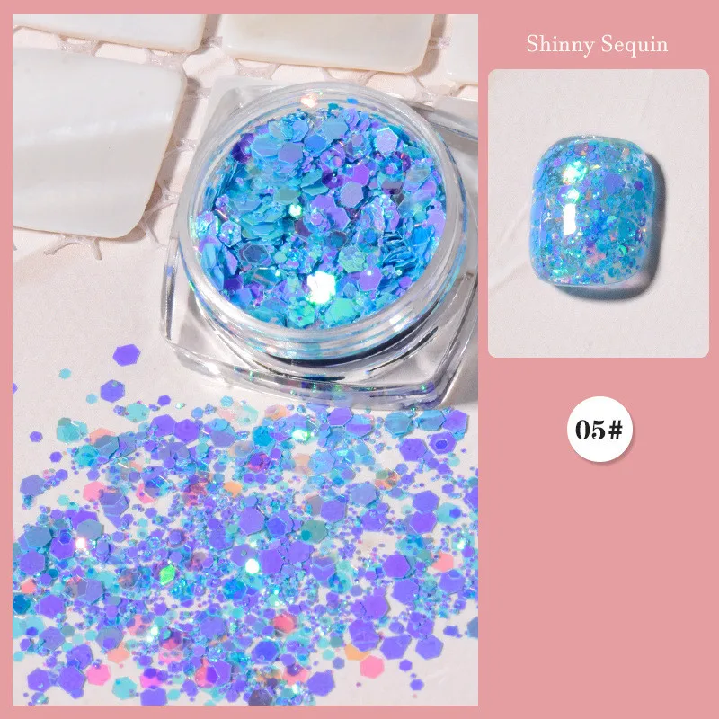 1 Box Korean Style Laser Nail Sequins for Decoration 2021 Fashion Candy Color Nails Accessories for DIY Manicure