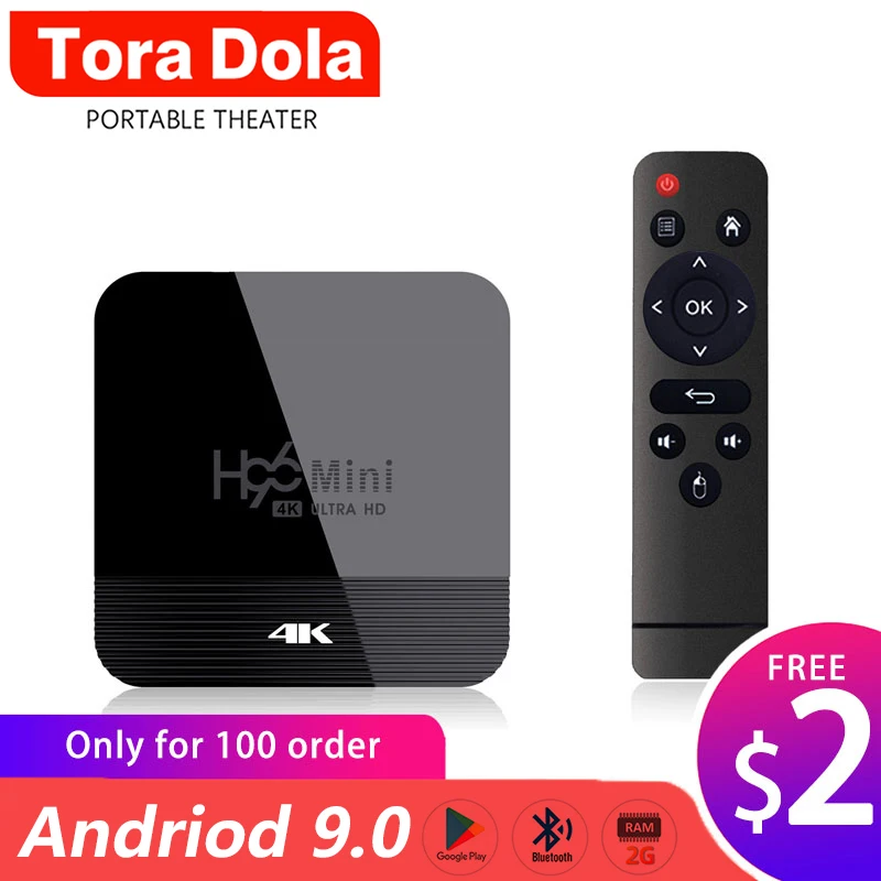 Смарт ТВ-приставка H96 Mini H8 Android 9 0 Rockchip RK3328A поддержка 4K Bluetooth Wi-Fi Google negozio di Netflix