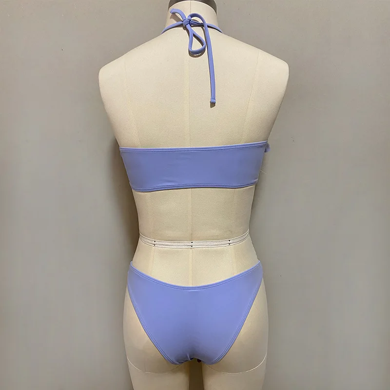 

Bath Ruffles V-Neck Sexy Bathing Bikini Women Push Up Biquini 2021 Halter Bandage Swimsuit Summer Beach Low Waist Swimwear