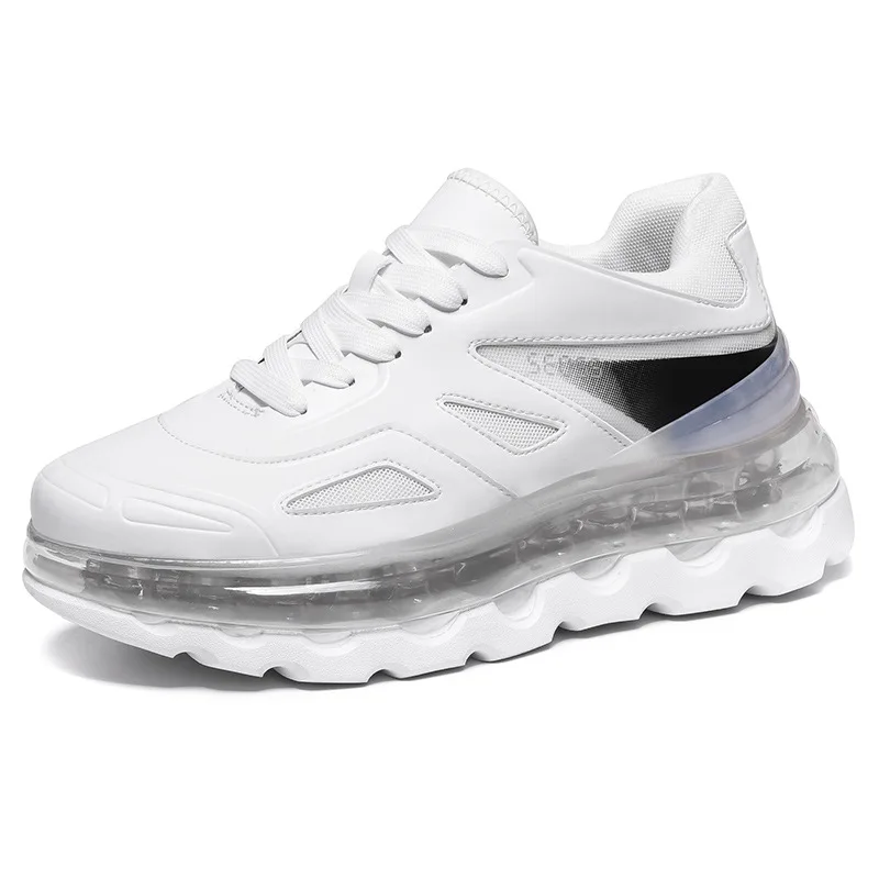 Men's Sneakers Autumn New Classic Luxury Daddy Chunky Shoes Full Palm Air Cushion Thick Soled Sports Running Shoes - Цвет: Белый
