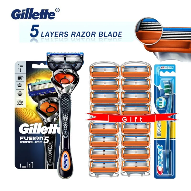 

Gillette Fusion Proglide Men Manual Shaver Razors Machine for Shaving Blades 5 Layer Cassettes With Replacebale Blades Get Gift