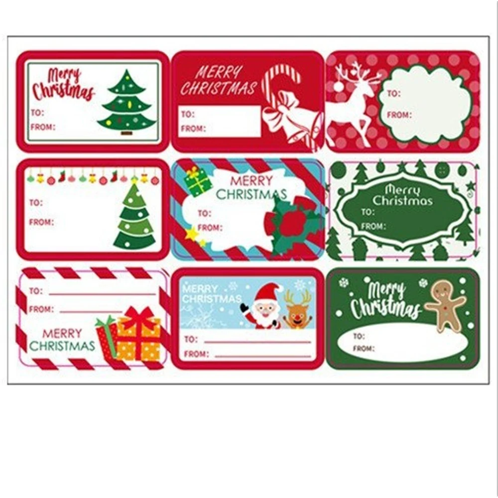 

2 Sheets Merry Christmas Stickers for DIY Christmas Gift Sticker Sealing Label Self-adhesive Paper Kawaii Stationery