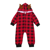 autumn toddlers baby girls boys casual christmas jumpsuit outfits plaid hooded long sleeves romper with zipper for toddler 0 24m