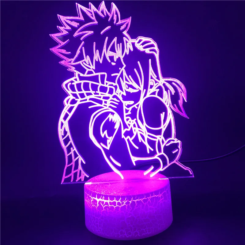 Fairy Tail Anime 3D Lamp Natsu Dragneel Erza Scarlet Hug LED Night Lights Table Desk Lighting Xmas Gift Lampara Christmas Gift