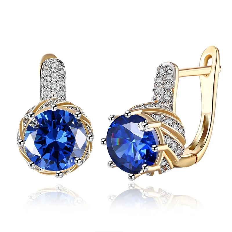 

Round Cubic Zircon Earrings For Women Women's Earrings Woman Party Wedding Jewelry Valentines Gifts