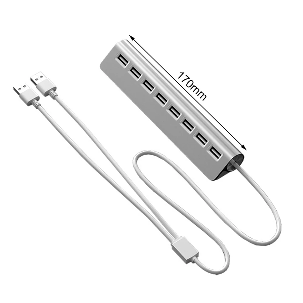 ACASIS 8 Port USB 2.0 Splitter Aluminum Alloy Multifunctional USB 2.0 Hub for Mouse Keyboard U Disk Printer Tablet