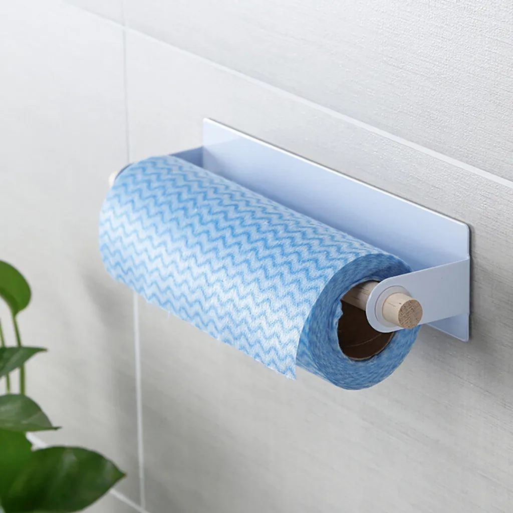 

Kitchen Self-adhesive Accessories Under Cabinet Paper Roll Rack Towel Holder Tissue Hanger Storage Rack For Bathroom Toilet