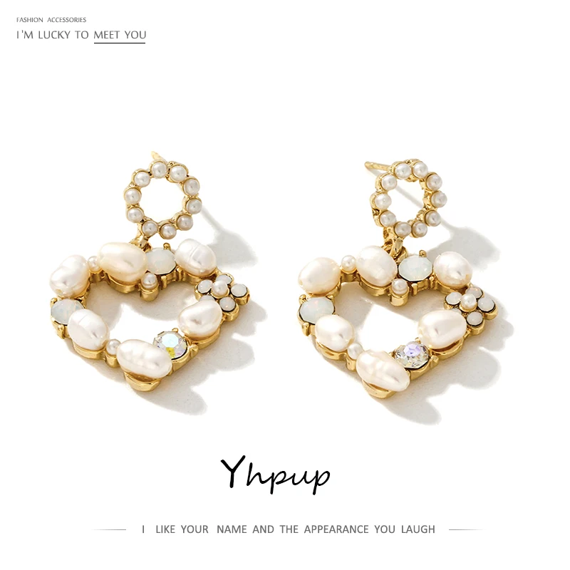 Yhpup милые романтические геометрические висячие серьги в форме сердца с