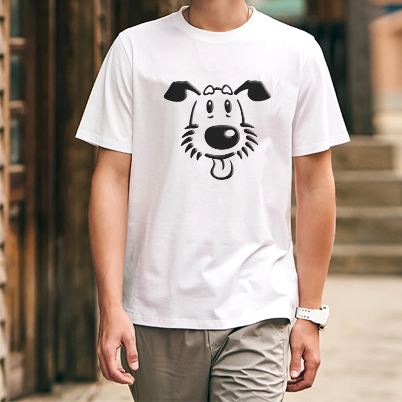 

TARCHIA 2021 Fashion New Summer T Shirt Casual Slim Men Plus Size Dog Tees Tops Homme Print Tops Cotton Short Sleeve
