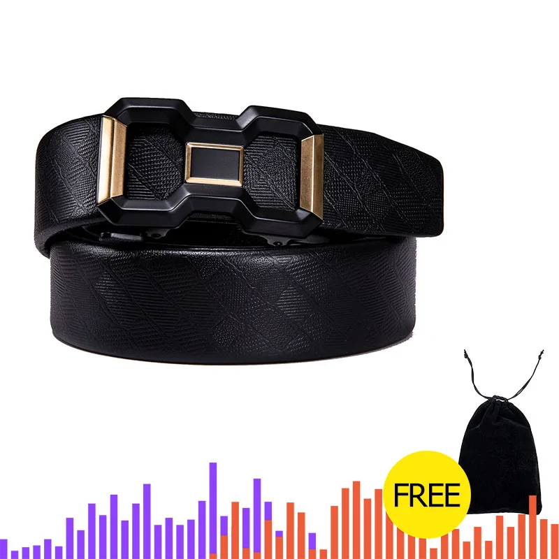 Cow Leather Men Belts Black Gold Automatic Ratchet Buckle Fashion Luxury Dress For Waist 30-44 Strap DiBanGu | Аксессуары для