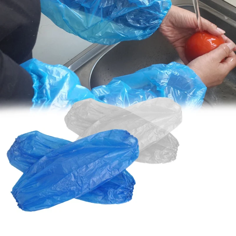 

100PCS Plastic Elastic Cuff Cleaning Antifouling Arm Oversleeves Waterproof Disposable Arm Sleeves Cover Cleaning Supplies