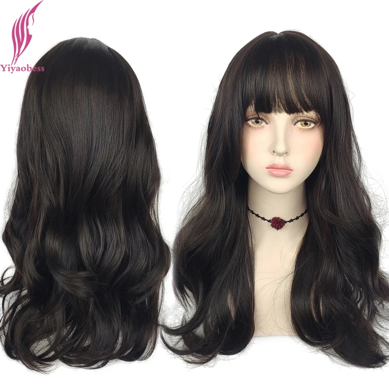 

Парик Yiyaobess Женский, толстый, волнистый, с челкой, 26 дюймов