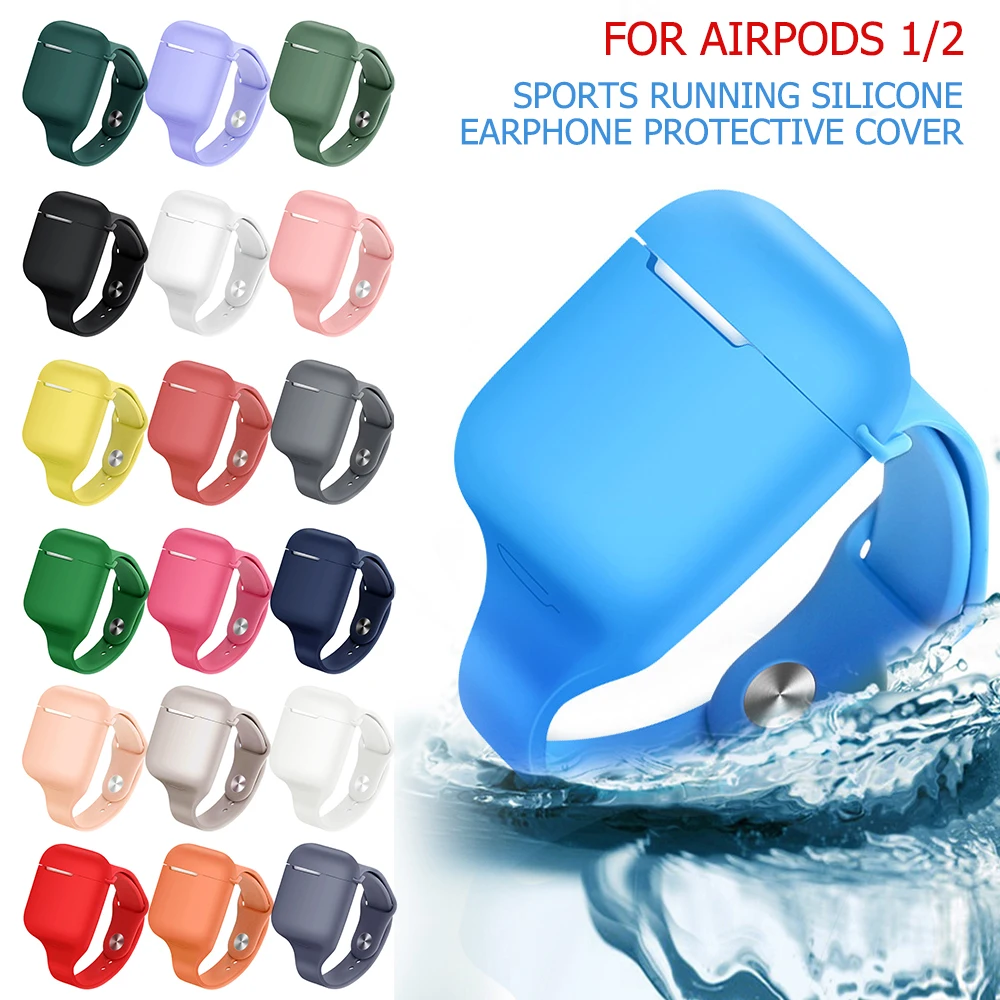 

TPU Silicone Wireless Bluetooth Earphone Case For AirPods 1 2 Cover Watch Strap sports running earphone case for Airpods 2 1