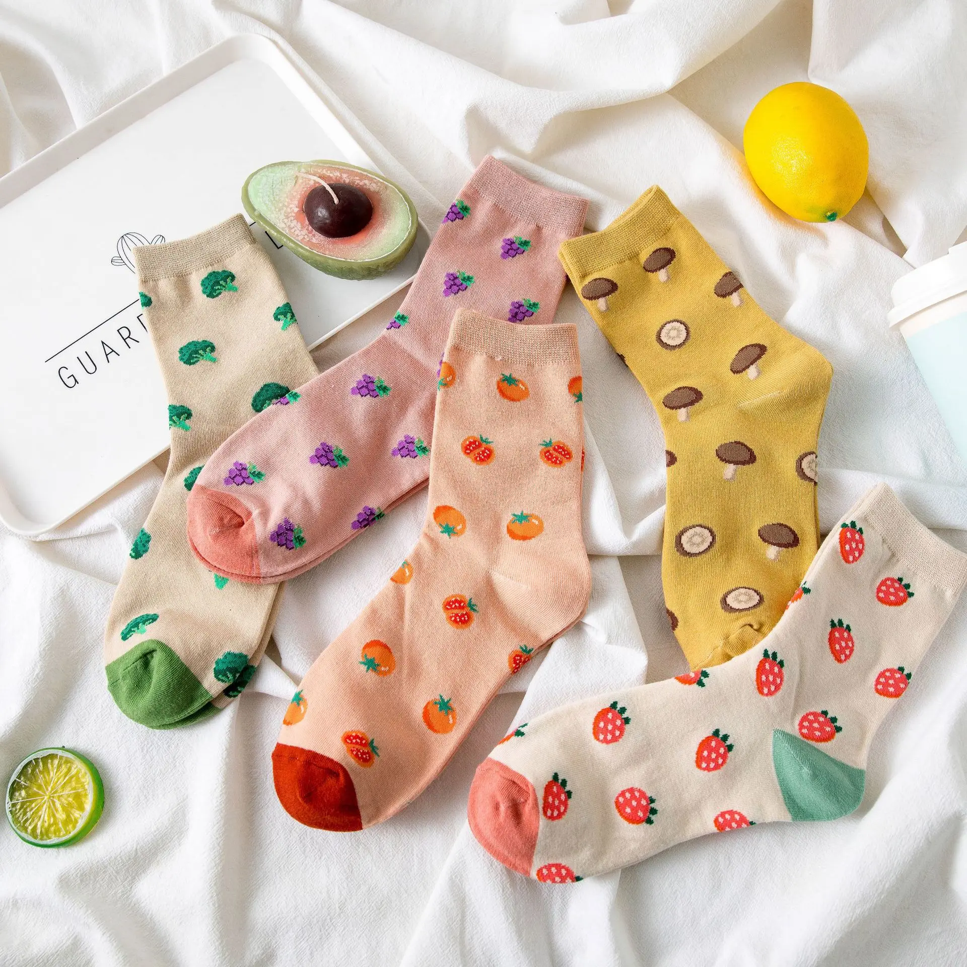 

21 New Products Fruit Socks Women Strawberry Socks Ins Fashion Cute Tube Socks Fashionable and Comfortable Pure Cotton
