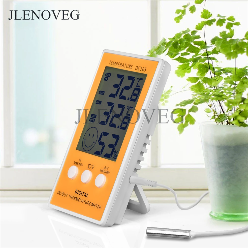 Цифровой термо-гигрометр с макс/мин записи цифровой большой LCD для дома и улицы