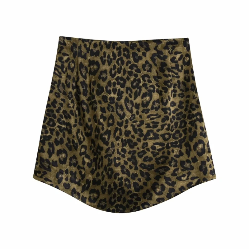 

Hot Sale Women Vintage Leopard Print Satin Mini Skirt Casual Female Clothes P2286