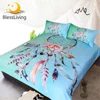 BlessLiving Big Dreamcatcher Colors Bedding Set 3 Piece Dream Catcher Duvet Cover Set Boho Doona Cover Hippie Bedspread Coverlet 1