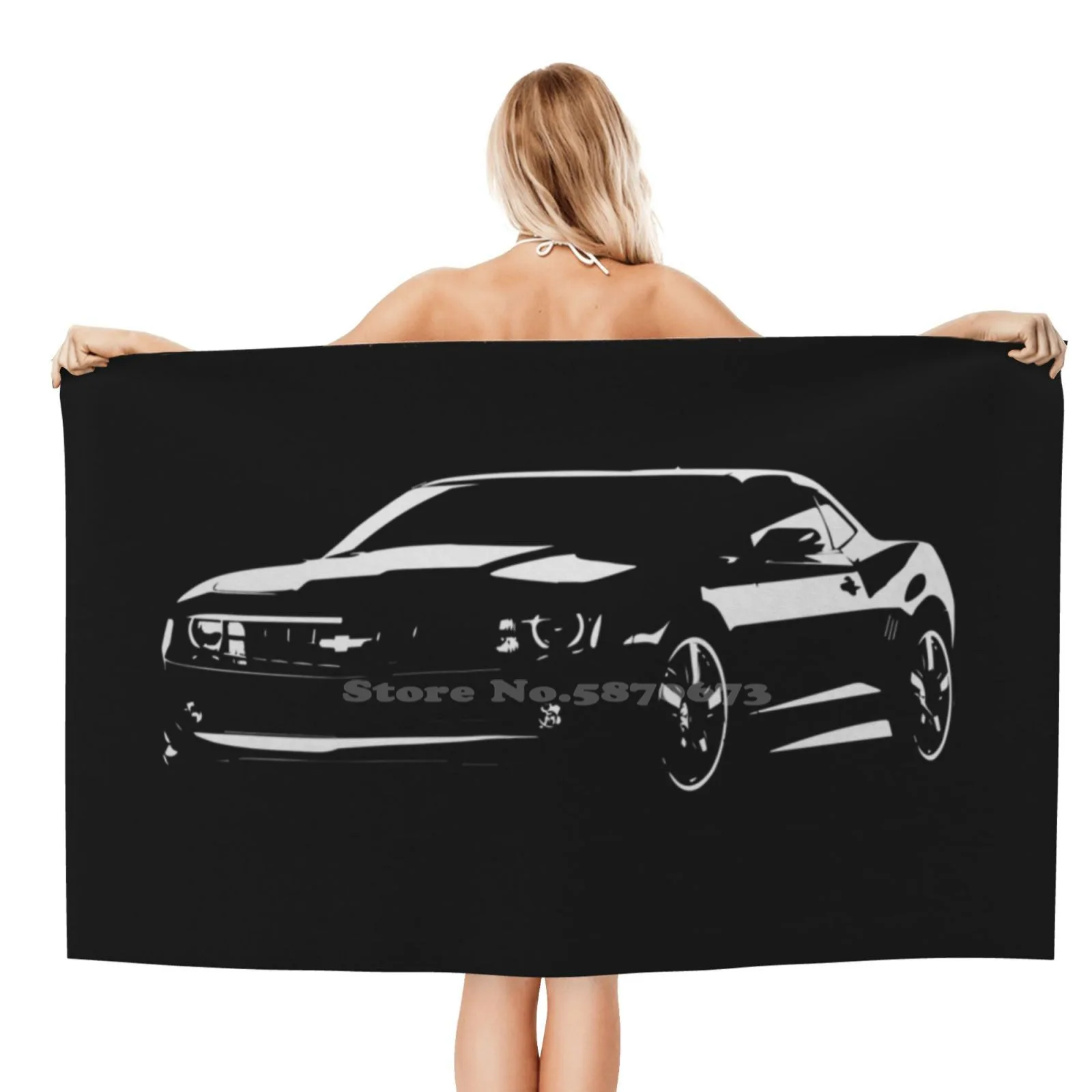 Черная вытянутая Chevy Camaro мягкая ткань из микрофибры полотенце для путешествий