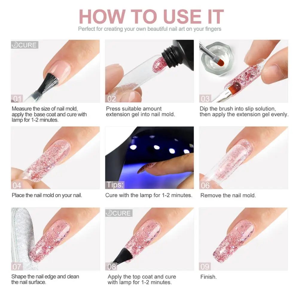 

COSCELIA Poly Nail Gel Glitter Builder Gel All For Manicure Nail Art Design Gel Nail Extension Gel Nails Slip Solution