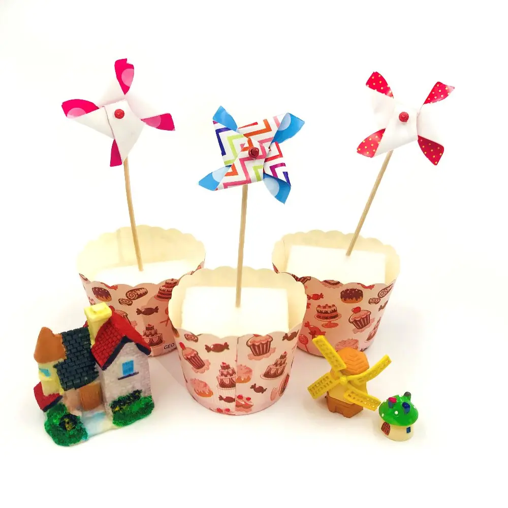 6 шт. вертушка яркие цвета для капкейка-Топпер торта С Днем Рождения флажки