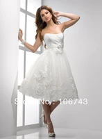 free shipping 2014 whiteivory short party custom size chiffon handmade flower organza tapetes de quarto a line wedding dress