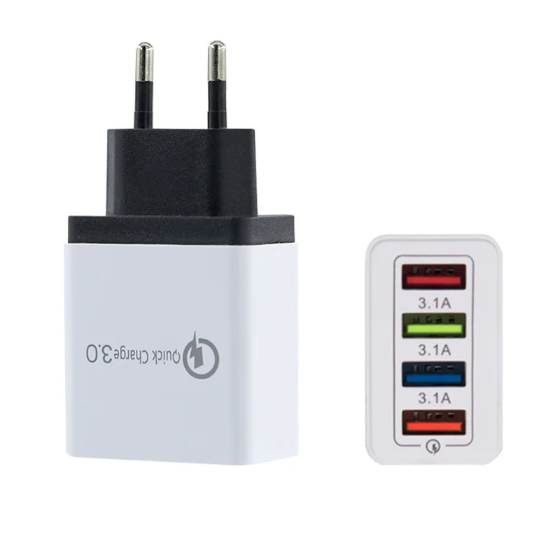 4 порта USB зарядное устройство для телефона с европейской вилкой всего макс. 5 в 3 А