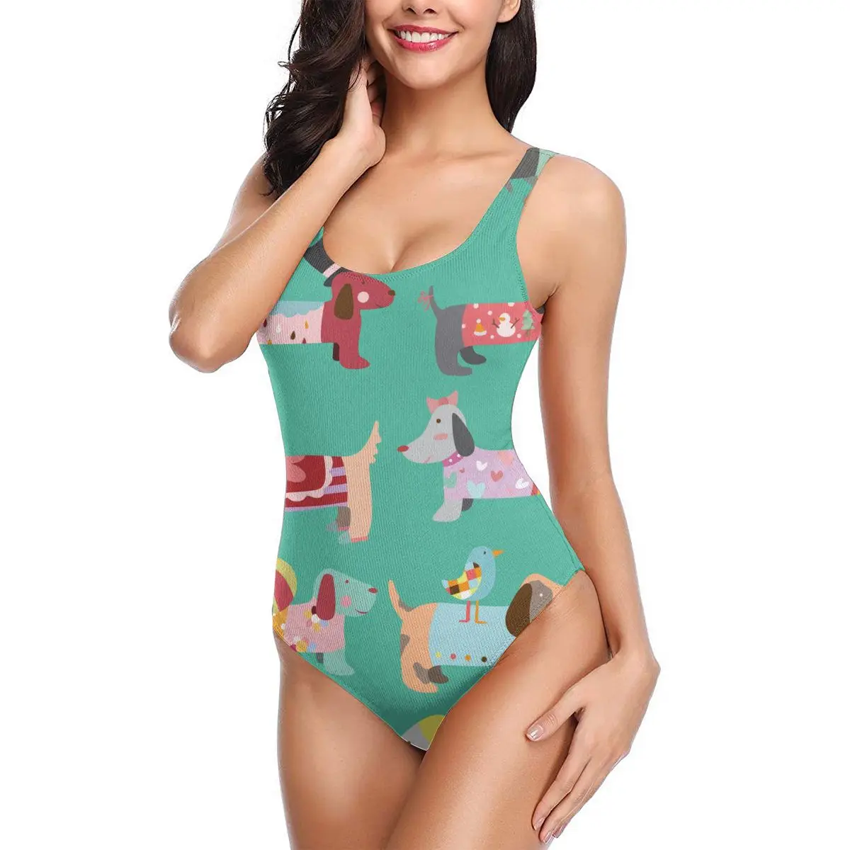 

2021 сексуальный купальник Для женщин пуш-ап Одна деталь купальник с рисунком собак из купальник женский боди