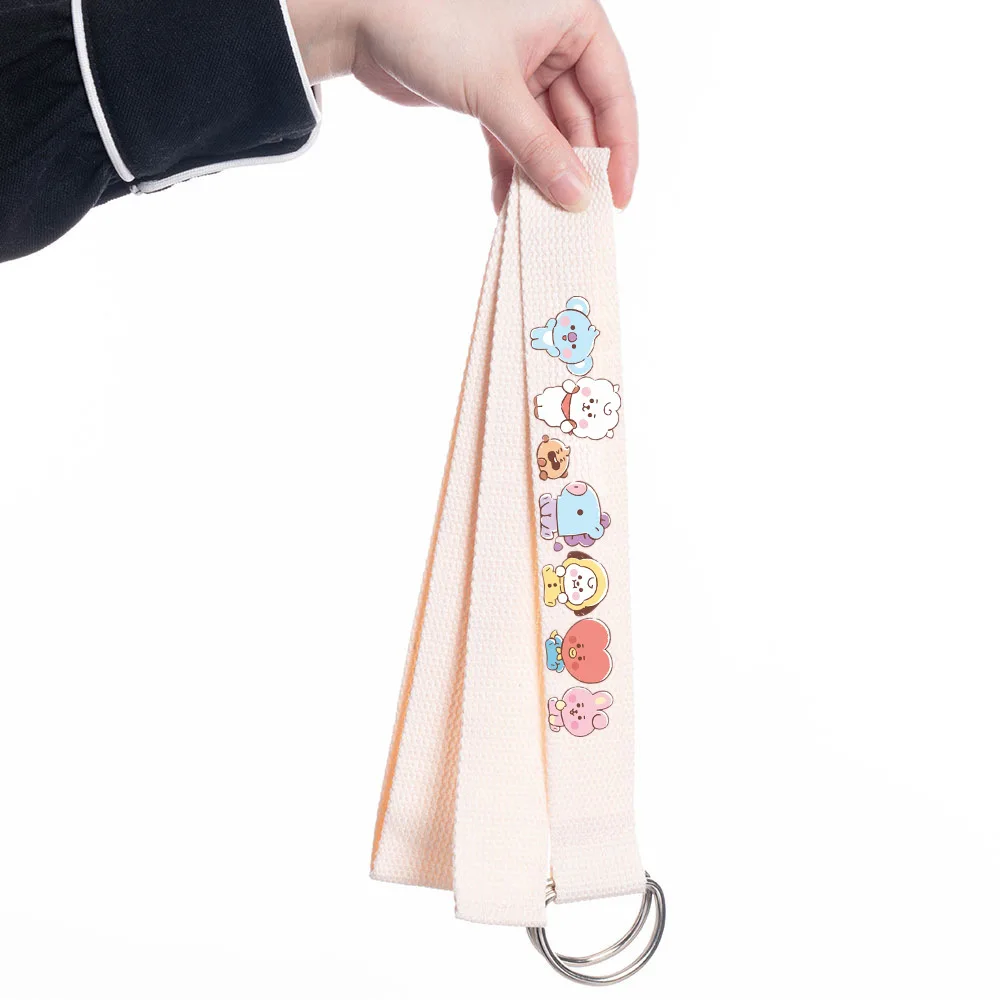 

BT21 Fashion Adjustable Waist Belt Kpop Star Group Fans Pretty Canvas Strap Bangtan Boys Thin Skinny Cute Animal Belt Accessory