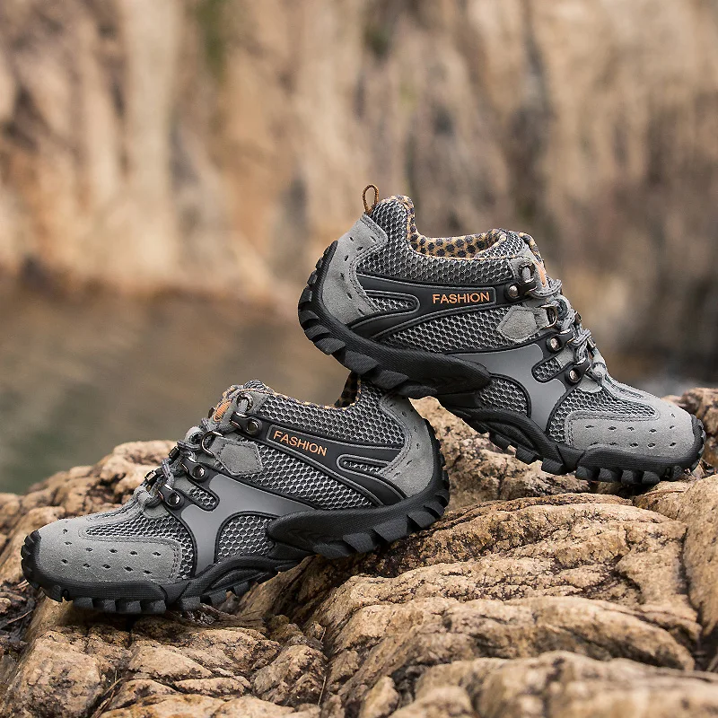 Новинка коричневые мужские уличные походные туфли нескользящие спортивные